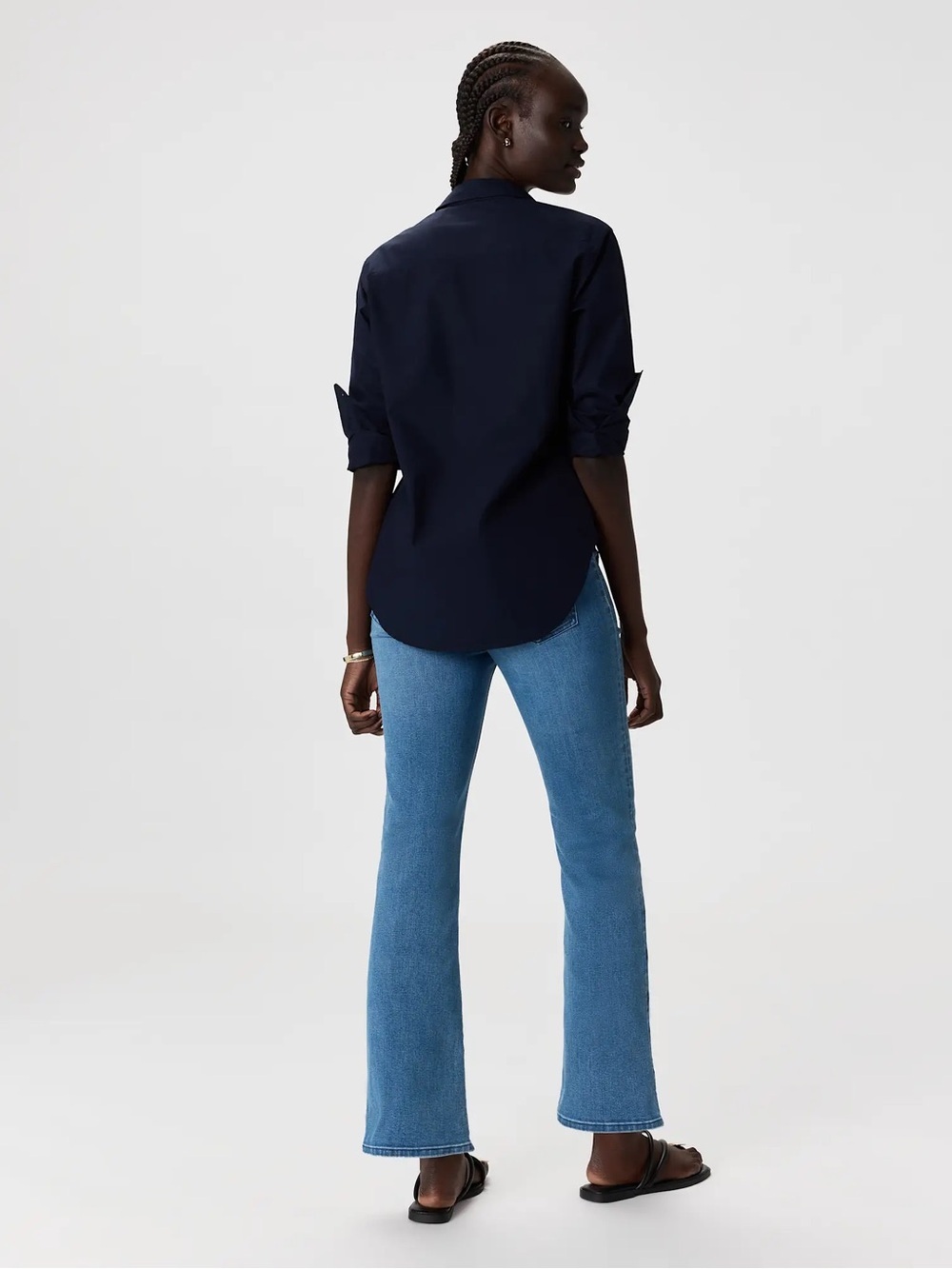 Quince Nina Stretch Pull-On Kick Flare Jeans – Laguna Blue – Size Small - Picture 4 of 13